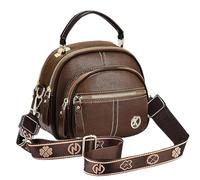 Generico Coefficienta Classic Multifunctional Compartments Adjustable Wide Shoulder Strap Leather Bag, Fashionable Crossbody Bag (Coffee)