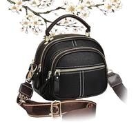 Generico Coefficienta Classic Multifunctional Compartments Adjustable Wide Shoulder Strap Leather Bag, Fashionable women's bags (Black)