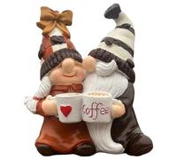 Generico Coffee Gnome Decor - Brown Resin Faceless Couple Statue, Small Indoor Home Accent, Folklore Inspired Kitchen Table Ornament, Cute Desktop Display With Smooth Ensuring Long Lasting