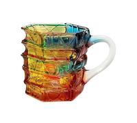 Generico Coffee Mug - 3D Painted Book Stack Jar | Gradient Color Glass Mugs with Handles | Heat-Resistant Book-Themed Mug for Latte Beer Cappuccino Water Cold Brew, Christmas Birthday Travel Home
