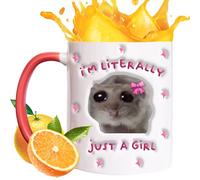 Genérico Coffee Mug - Ceramic, 3.15x3.15x3.74in Cup Mug Funny Sad Expression | Hot & Cold Drink Safe Cute Hamster Drinkware, Hamster Mugs For Coffee, Tea, Office Desk