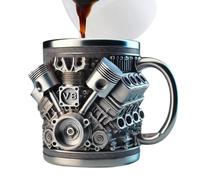 Generico Coffee Mug | Stainless Steel & Resin Drinkware For Hot Beverages | Creative Engine Design Water Cup for Afternoon Travel Workshop Garage