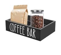 Generico Coffee Station Organizer - Caddy for Coffee Pods Creamers Stirrers | Wooden Storage Box with Dividers, Rustic Farmhouse Style Organizer for Kitchen Office Beverage Bar 11.81x7.87x1.97 in