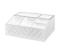Generico Coffee Station Organizer, Wood Stirrer Holder, Countertop Storage Box, Divided Accessory Caddy, for Coffee Bar Setup in Home, Apartment, Dorm, Restaurant, Pub, Work Place