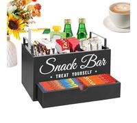 Generico Coffee Station Organizer, Wooden Counter Storage Stand with Drawer, Multifunctional Holder for Kitchen, Apartment, Coffee Pods, Tea Bags, Condiments, Syrup, Sugar, Cups, Neat Workspaces