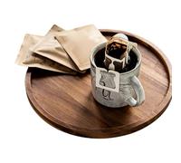 Generico Coffee Table Tray - Wood 13.5-29.5cm Round Rustic Display Tray | Charcuterie Board Food Holder, Snack Serving Plate | For Cheese Fruit Bread Home Kitchen Living Room Bathroom Office Use