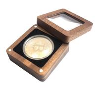 Generico Coin Storage Box - Clear Top Walnut Single Display Case, Elegant Wooden Holder With Soft Interior, Secure Magnetic Closure | Portable For Collectors, Birthday, New Year, Christmas, Easter
