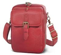 Generico Collaboraten1 Crossbody Leather Bag - Vintage Cross Body Shoulder Purse with built in wallet, for Women Men (Red)