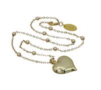 Genérico Collana a catena dorata con ciondolo a forma di cuore, sfere decorative, design amore, Mediano, Metallo, 0