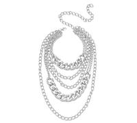 Generico Collana a catena in lega impilabile Gioielli punk audaci per le donne Accessorio impilabile per la notte fuori Regalo gioielli punk in argento dorato