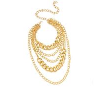 Generico Collana a catena in lega impilabile Gioielli punk audaci per le donne Accessorio impilabile per la notte fuori Regalo gioielli punk in argento dorato
