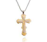 Generico Collana a croce cristiana 3 in 1 per uomini e donne, amuleti di preghiera cattolici, accessori per gioielli