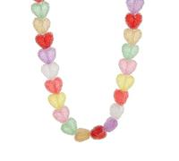 Generico Collana a cuore di caramelle in resina colorata da donna, gioielli con caramelle con design arcobaleno vibrante, collana a catena carina per la tendenza