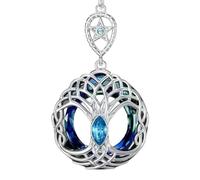 Generico Collana Albero della Vita Celtico in Acciaio Inossidabile Silver Ciondolo Cristallo Blu Talismano Protezione Amuleto Portafortuna Potentissimo Idea Regalo