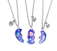Generico Collana 'Amicizia per 3 - Cuore Magnetico Coordinato, Simpatico Set di Gioielli Mezzi Rotti, Ciondolo Puzzle in Tre Pezzi, Ornamento della Sorellanza del Eterno Accessorio