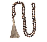Generico Collana con 108 Perline Mala Per Uomo e Donna,Bracciale In Pietra Naturale Occhio di Tigre,Collana Lunga con Nappa Annodata A Mano,Gioielli Spirituali Da Preghiera,Regali Da 8 Mm con Nappa