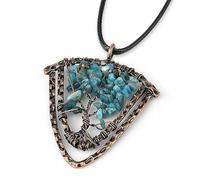 Generico Collana Con Albero Della Vita E Cristallo Per Donna | Ciondolo A Forma Di Scudo Avvolto In Filo Punk Con Catena In Pu Gioielli Per Meditazione Yoga E Equilibrio Regali In Tormalina