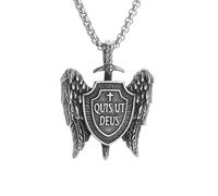 Generico Collana con ali d'angelo di Michael Knight, ciondolo per il custode della spada, amuleto scudo maschile, credenti cristiani, gioielli accessori regalo