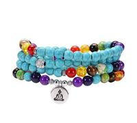 Generico Collana con Bracciale Mala Naturale Da 108 Perle Per Donna e Uomo,Bracciale Turchese,Collana Lunga Avvolgente,Gioielli Per Meditazione Sui Chakra con Ciondolo Yoga,Ciondolo Da 89 Cm/35,5''