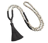 Generico Collana Con Bracciale Mala Naturale Da 108 Perle Per Uomo E Donna, Bracciale Avvolgente In Pietra Smerigliata, Collana Lunga Con Nappa Annodata A Mano, necklace Con 7 Gioielli Chakra, Regali