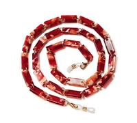 Generico Collana con Catena for Occhiali in Acrilico con venature di Marmo, Cordino Antiscivolo Intorno al Collo, Catene for Occhiali da Sole for Adulti, portaocchiali alla Moda(Red)