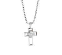 Generico Collana Con Ciondolo A Croce Da Uomo, Placcata In Oro 18 Carati, Con Zirconi Cubici, Per Uomo E Donna, Fatta A Mano, Amuleti Religiosi, Gioielli, Regali, Catena Da 24 Pollici, Argento