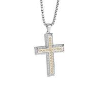 Generico Collana Con Ciondolo A Croce Da Uomo, Placcata In Oro 18 Carati, Con Zirconi Cubici, Per Uomo E Donna, Amuleti Religiosi, Gioielli, Regali, Catena Rolo Da 24", Oro E Argento