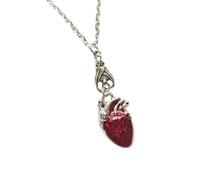 Generico Collana con ciondolo a forma cuore pipistrello vampiri alla con eleganti accenti cristalli per collana gotica mistero e passione per l ' abbigliamento casual