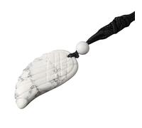 Generico Collana con Ciondolo A Forma di Ali D'Angelo In Cristallo Naturale,Ciondolo A Punta con Cordino Regolabile,Girocollo In Pietra Preziosa Lucidata per Donne E Uomini In Howlite.