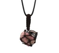 Generico Collana con Ciondolo A Forma Di Cuore In Cristallo Curativo Naturale Per Donne E Uomini, Pietra Di Rodocrosite con Ciondolo A Gabbia In Corda Intrecciata A Mano, Regalo Per Amici.