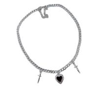 Generico Collana con ciondolo gotico unico a forma cuore con e spada, catena da collo in acciaio inossidabile, regalo per la sua collana con cuore spine gotiche