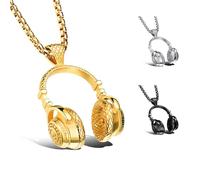 Generico Collana con ciondolo in lega per cuffie musicali, Collana con ciondolo in lega per uomo e donna, Gothic punk rock stile biker regalo