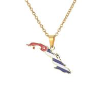 Generico Collana con ciondolo mappa di Cuba Collana con bandiera di Cuba per donna Uomo Gioielli cubani Ciondoli Regali (A)