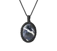 Generico Collana con Ciondolo Ovale In Cristallo Curativo Di Sodalite, Realizzata A Mano, In Corda Intrecciata, con Pietra Dei 7 Chakra, Gioielli con Pietre Preziose Per Uomo, Donna E Unisex.