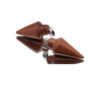 Generico Collana con ciondolo pavone in pietra naturale da 2 pezzi, accessorio for gioielli a forma di freccia con pietre preziose rosse e verdi lucide for progetti fai da te(Gold sand stone)