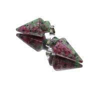 Generico Collana con ciondolo pavone in pietra naturale da 2 pezzi, accessorio for gioielli a forma di freccia con pietre preziose rosse e verdi lucide for progetti fai da te(Red and green treasure)