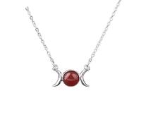Generico Collana con Clavicola a Mezzaluna per Donne e Ragazze|Ciondolo con Sole e Luna in Cristallo Naturale con Catena in Argento e Perlina in Pietra Preziosa,Amuleto per Uomo,Agata Rossa