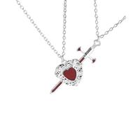 Generico Collana con coppia pinze e simbolo protezioni Fedeltà, lega clavicola, catena per anniversario, regalo, collana per coppie, cuore d ' amore, design a pinza