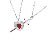 Generico Collana con coppia pinze e simbolo protezioni Fedeltà, lega clavicola, catena per anniversario, regalo, collana per coppie, cuore d ' amore, design a pinza