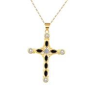 Generico Collana con croce dell'infinito incastonata per donna, ciondolo a croce placcato, elegante gioiello cristiano da indossare ogni giorno (D2)