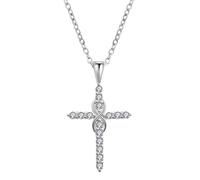 Generico Collana con croce dell'infinito incastonata per donna, ciondolo a croce placcato, elegante gioiello cristiano da indossare ogni giorno (A2)