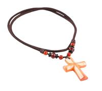 Generico Collana con Croce In Cristallo Naturale per Uomo E Donna, Ciondolo con Catena Intrecciata A Mano, Corda Regolabile, Pietra Preziosa Naturale, Regalo per Reiki, Collana In Agata Rossa