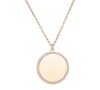 Generico Collana con disco Fresh Start Clean Slate e bordo pavé, in acciaio inossidabile dorato, collana con moneta minimalista e temperamentale per un nuovo inizio (Rose Gold)