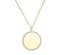 Generico Collana con disco Fresh Start Clean Slate e bordo pavé, in acciaio inossidabile dorato, collana con moneta minimalista e temperamentale per un nuovo inizio (Gold)