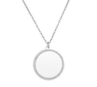 Generico Collana con disco Fresh Start Clean Slate e bordo pavé, in acciaio inossidabile dorato, collana con moneta minimalista e temperamentale per un nuovo inizio (Silver)