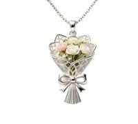 Generico Collana con fiori - Collana con vaso alla e regolabile | Elegante catena di gioielli mini vaso indossabile per laurea, compleanno, matrimonio e anniversario