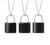 Generico Collana Con Lucchetto Per Donna E Uomo | Ciondolo Con Cristalli Naturali E Catena In Argento Amuleto Punk Gioielli Yoga Regali 1 Pezzo Di Ossidiana