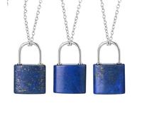 Generico Collana Con Lucchetto Per Donna E Uomo | Ciondolo Con Cristalli Naturali E Catena In Argento Amuleto Punk Gioielli Yoga Regali 1 Pezzo Di Lapislazzuli
