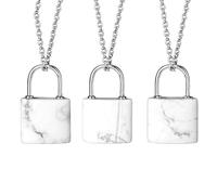 Generico Collana Con Lucchetto Per Donna E Uomo | Ciondolo Con Cristalli Naturali E Catena In Argento Amuleto Punk Gioielli Yoga Regali 1 Pezzo Howlite