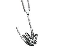 Generico Collana con mano di scheletro gotico con scheletri con il gesto della mano con il teschio collana per uomini donne Gioielli hip hop punk